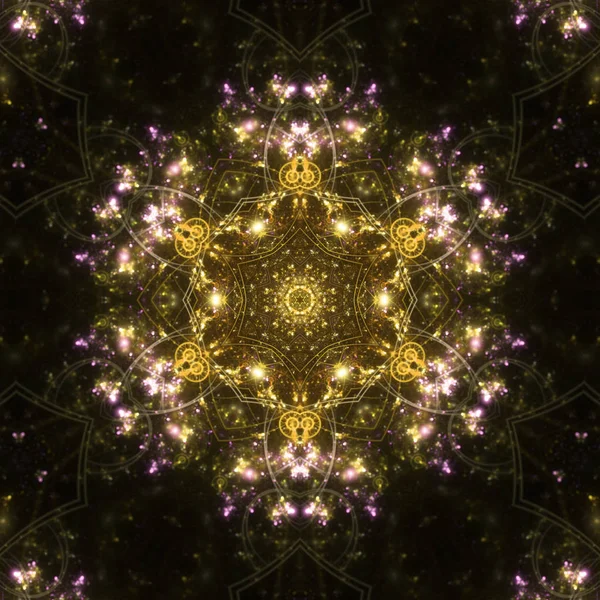 Mandala fractal dourada, arte digital para design gráfico criativo — Fotografia de Stock