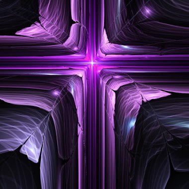 Koyu mor fraktal cross, yaratıcı grafik tasarım için dijital sanat