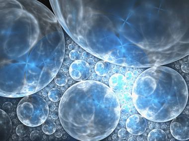 Mavi fraktal çiçek kabarcıkları, yaratıcı grafik tasarım için dijital sanat