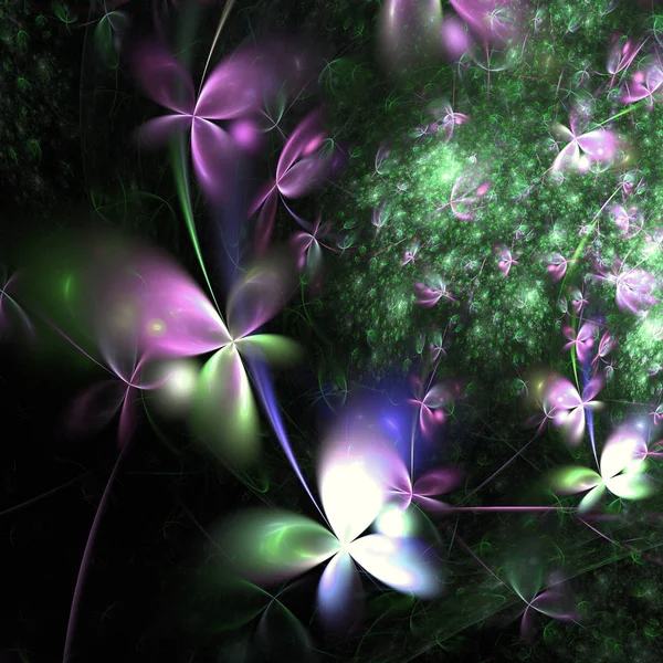 Fleurs fractales abstraites, illustration numérique pour la conception graphique créative — Photo