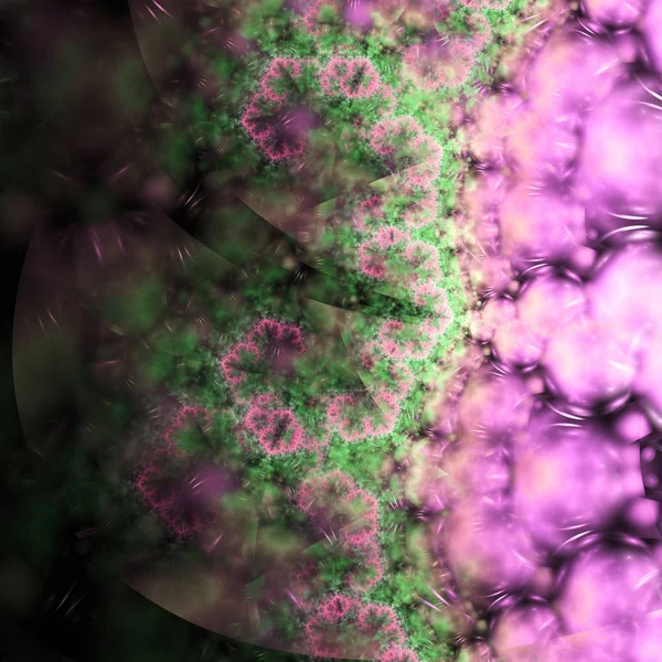Donker roze en groene fractal dwarrelt, digitale kunst voor creatieve grafisch ontwerp — Stockfoto