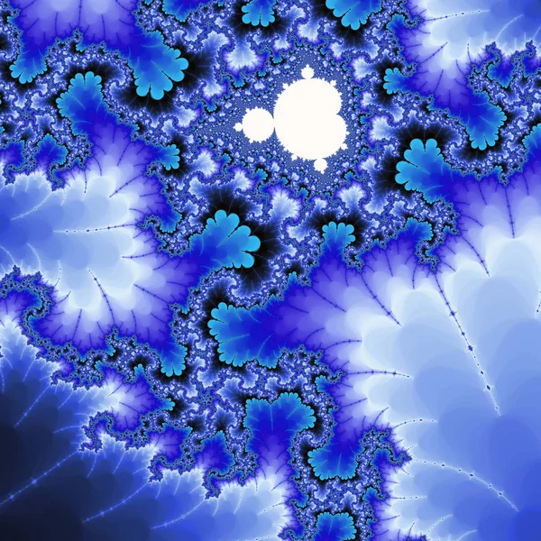 Elektrische blauwe mandelbrot fractal formule, digitale kunst voor creatieve grafisch ontwerp — Stockfoto