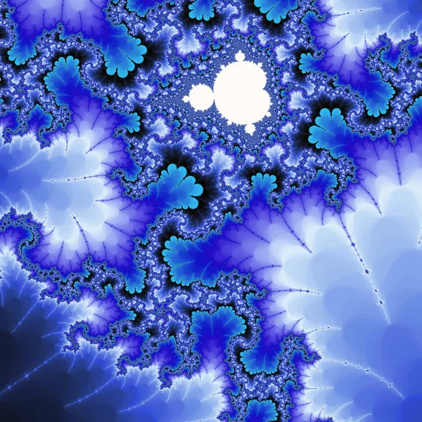 Electric blue mandelbrot fraktální vzorec, digitální kresba pro kreativní grafický design — Stock fotografie