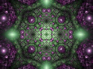 Soyut fraktal mandala yaratıcı grafik tasarım için dijital sanat ile baloncuklar,