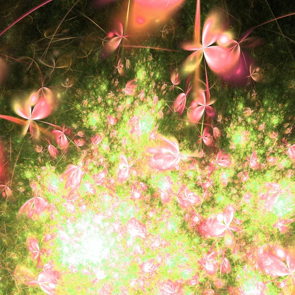 Błyszczący Fraktal kolorowy kwiatowy tekstury, cyfrowych dzieł sztuki dla kreatywne projektowanie graficzne — Zdjęcie stockowe