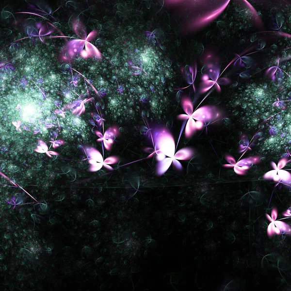 Temné fraktální květinové textura, digitální kresba pro kreativní grafický design — Stock fotografie