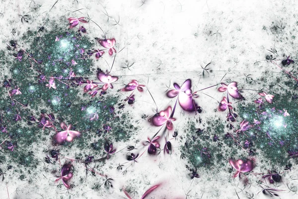 Розовый фрактальный цветочный узор, цифровое оформление для творческого графического дизайна — стоковое фото