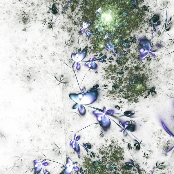 Zielony i niebieski Fraktal kwiaty, cyfrowe grafiki dla kreatywne projektowanie graficzne — Zdjęcie stockowe