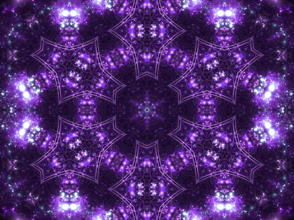 紫罗兰色的无缝形曼荼罗万花筒，数码艺术作品的创意图形设计 — 图库照片