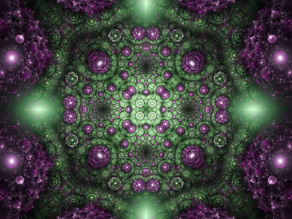 Abstracte fractal mandala met bubbels, digitale kunst voor creatieve grafisch ontwerp — Stockfoto