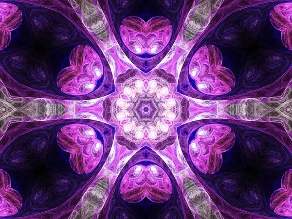 紫フラクタル シームレスなマンダラは、創造的なグラフィック デザインのためのデジタル アート — ストック写真