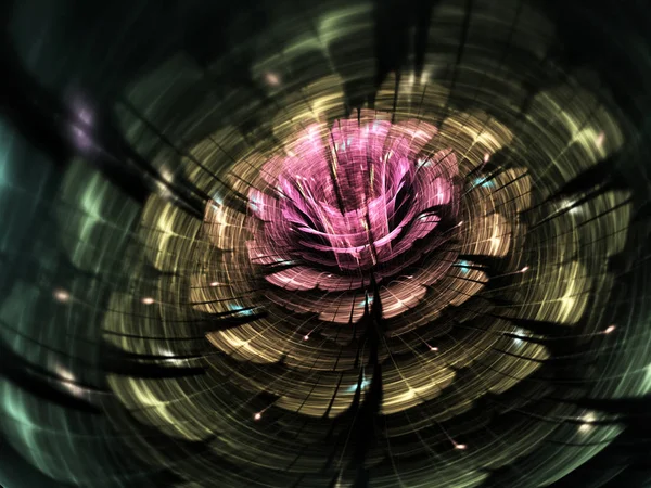 Flor fractal verde e rosa, obra de arte digital para design gráfico criativo — Fotografia de Stock
