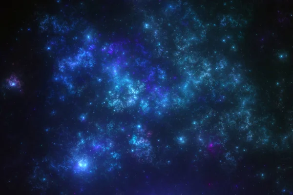 Dark blue abstract fractal nebula, digital artwork for creative graphic design — Stock Photo, Image