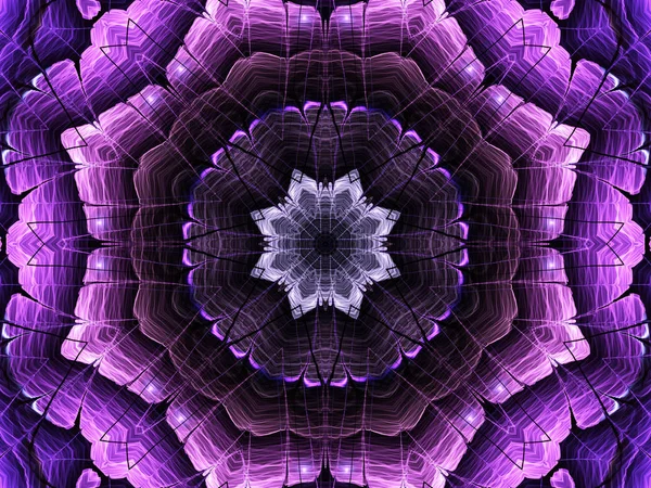 Purple seamless fractal mandala, digital artwork for creative graphic design — Stok Foto