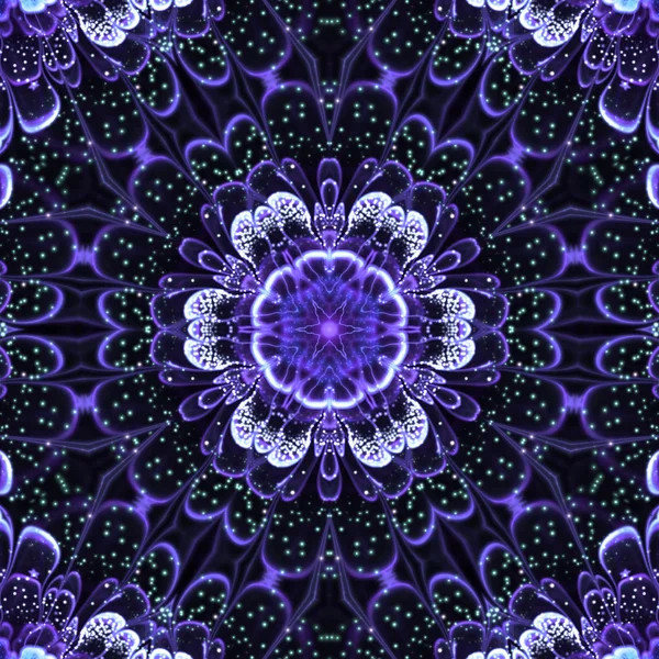 Donker blauwe fractal mandala, digitale kunst voor creatieve grafisch ontwerp — Stockfoto