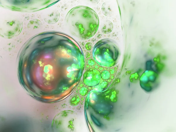 Зеленые фрактальные мыльные пузыри, цифровые рисунки для творческого графического дизайна — стоковое фото