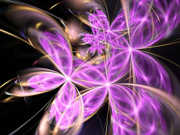 Фиолетовые фрактальные цветы, цифровые произведения искусства для творческого графического дизайна Лицензионные Стоковые Изображения