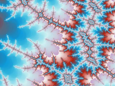 Kırmızı ve mavi fraktal desen, yaratıcı grafik tasarım için dijital sanat