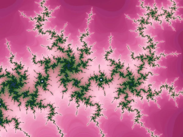 Remolinos fractales vívidos de color rosa y verde, obras de arte digitales para el diseño gráfico creativo — Foto de Stock