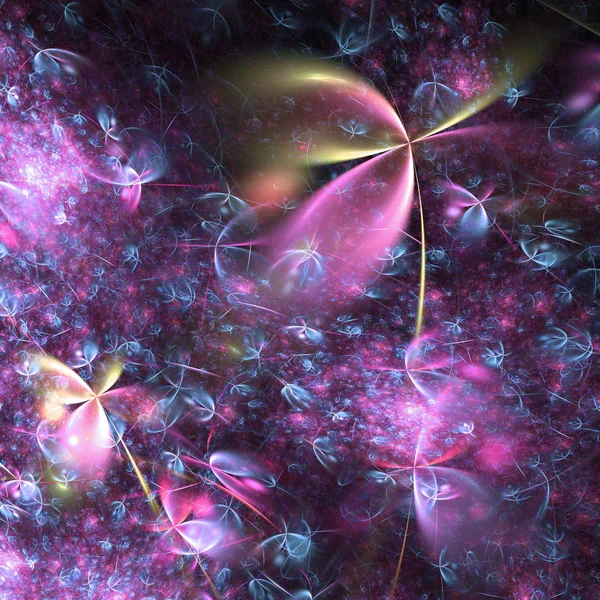 Blue and purple fractal flowers, digital artwork for creative graphic design