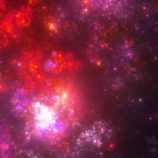 Purple and red fractal nebula with stars, digital artwork for creative graphic design