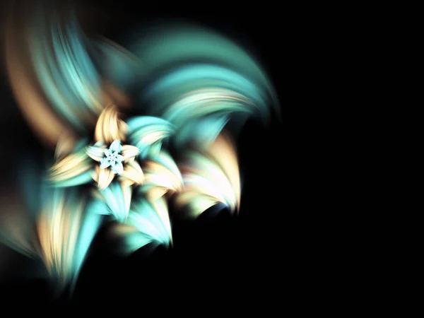 Dark green and yellow fractal flower, digital artwork for creative graphic design — Stock Photo, Image
