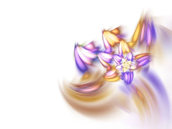 Flor fractal dourada e violeta, obra de arte digital para design gráfico criativo — Fotografia de Stock