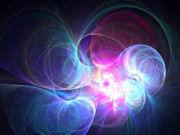 Tourbillon fractal bleu foncé et violet, illustration numérique pour la conception graphique créative — Photo