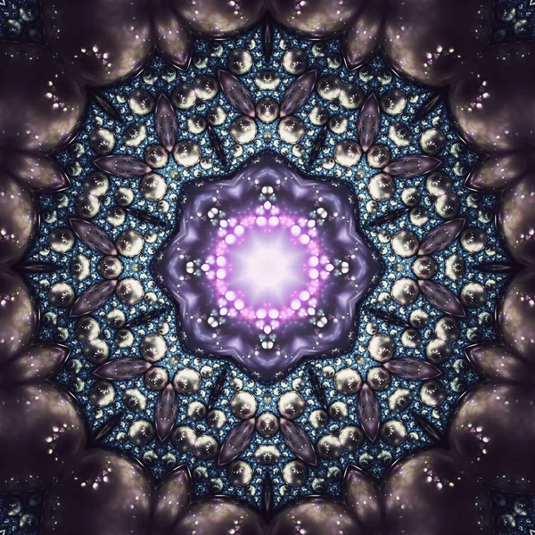 Shiny abstract fractal mandala, digital artwork for creative graphic design — Stock Photo, Image