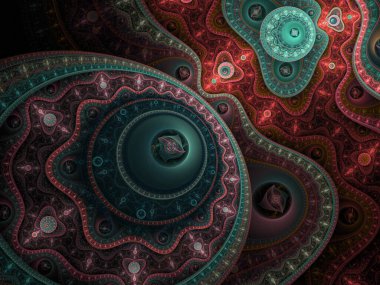 Parlak steampunk fraktal makine, yaratıcı grafik tasarımı için dijital sanat çalışması