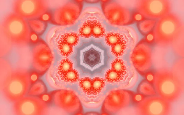 Pomarańczowa psychodeliczna mandala fraktalna, grafika cyfrowa do kreatywnego projektowania graficznego — Zdjęcie stockowe