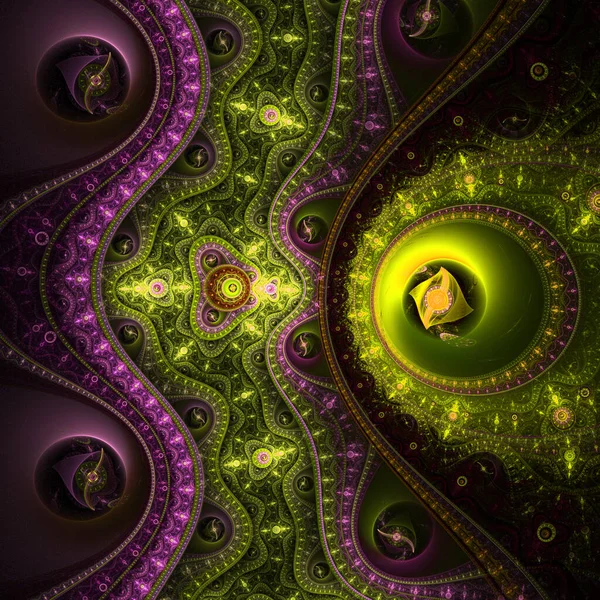 Glanzende kleurrijke fractal machine, digitaal kunstwerk voor creatief grafisch ontwerp — Stockfoto