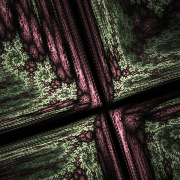 Cruz fractal verde y roja, obra de arte digital para el diseño gráfico creativo — Foto de Stock