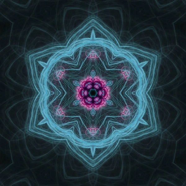 Mandala fractal psicodélica escura, obra de arte digital para design gráfico criativo — Fotografia de Stock