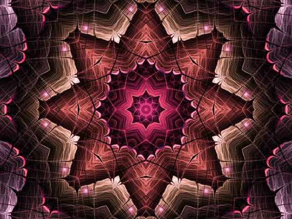 Mandala berbentuk bintang fraktal abstrak, karya seni digital untuk desain grafis kreatif — Stok Foto