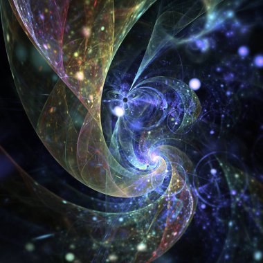 Koyu mavi fraktal spiral, yaratıcı grafik tasarımı için dijital sanat çalışması