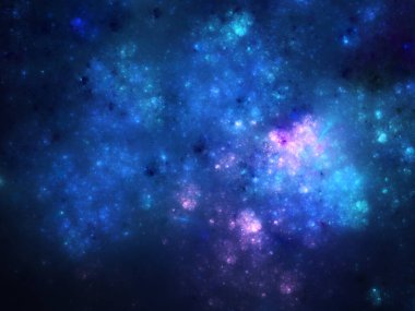 Koyu mavi fraktal yıldızlı gece, yaratıcı grafik tasarımı için dijital sanat eseri