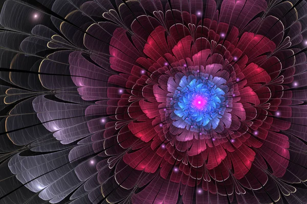Dunkelrote Fraktal Rose Digitales Kunstwerk Für Kreatives Grafikdesign Stockfoto