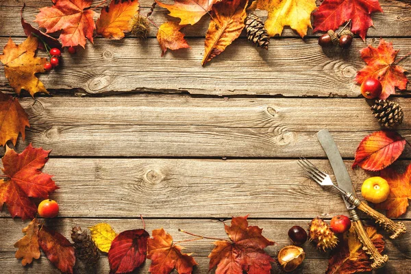 Erntedank Herbst Hintergrund mit dem Vintage-Tafelsilber — Stockfoto