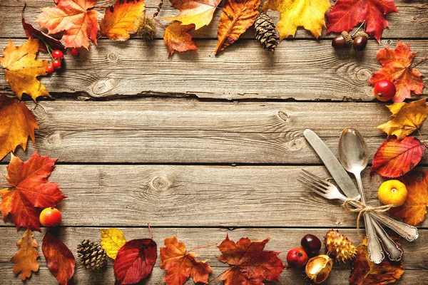 Thanksgiving autumn background with the vintage silverware — Stock Photo, Image