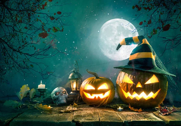 Halloween dynia głowa jack latarnia — Zdjęcie stockowe