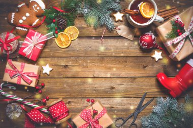 Noel vintage bir ahşap arka plan sunar