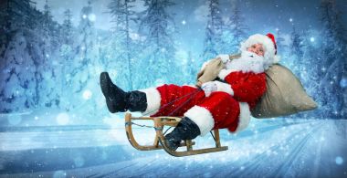 Noel Baba onun kızak üzerinde