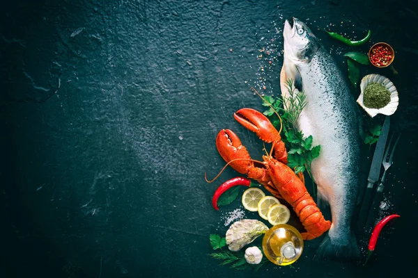 Peixes e mariscos frescos — Fotografia de Stock