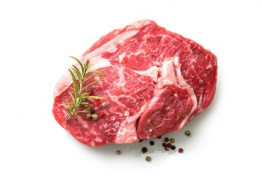 fresh raw rib eye steak isolated on white background clipart