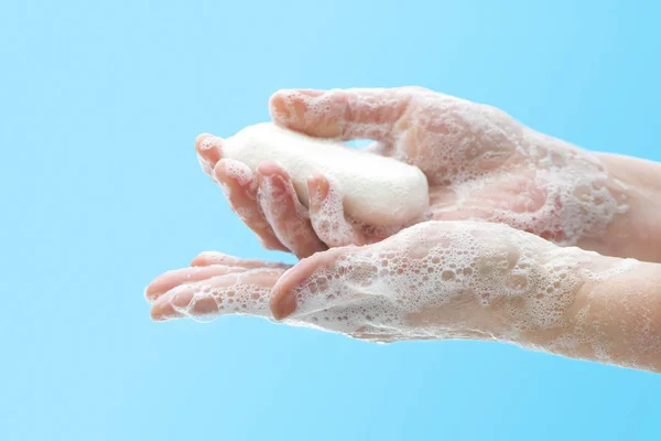 Lavarse Las Manos Con Jabón Para Prevenir Gérmenes Bacterias Virus — Foto de Stock