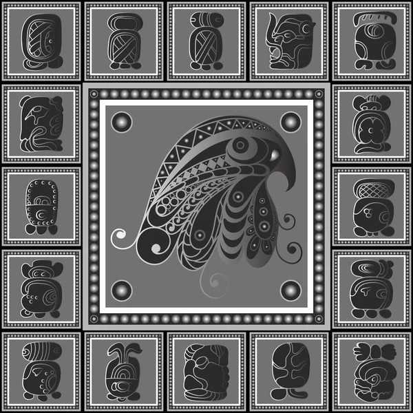 Texture maya ethnique avec un totem 53 — Image vectorielle