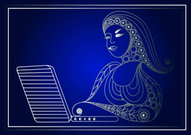 Bir bilgisayar kullanıcı 16 ile grafik illüstrasyon