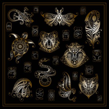 Maya totems_set 1 ile grafik illüstrasyon