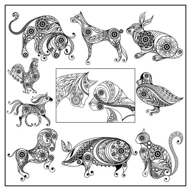 Evcil hayvan animals_set 4 grafik resmini